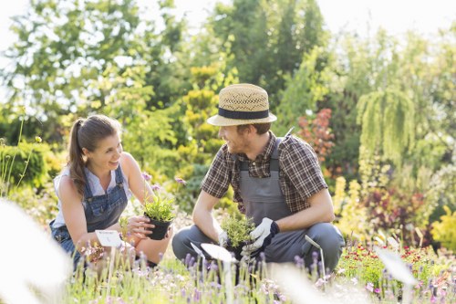 Supervised gardeners following safe working procedures